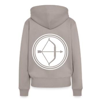 Arc et flèches - Sweat à capuche Premium bio Femme - taupe - Dos - Julia (174cm)