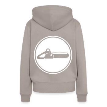 Icône d’icône de tronçonneuse - Sweat à capuche Premium bio Femme - taupe - Dos - Julia (174cm)