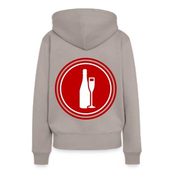 Rotwein Symbol - Frauen Premium Bio Hoodie - Taupe - Hinten - Julia (174cm)