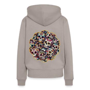 Motif de crâne décoratif coloré - Sweat à capuche Premium bio Femme - taupe - Dos - Julia (174cm)