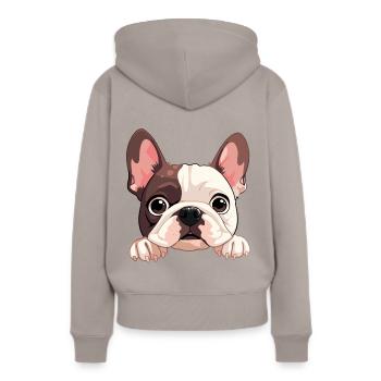 Chiots bouledogues - Sweat à capuche Premium bio Femme - taupe - Dos - Julia (174cm)
