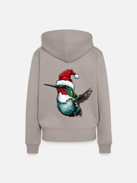 Kolibri Vogel Weihnachten Tier - Frauen Premium Bio Hoodie - Taupe