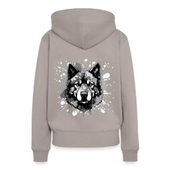 Tête de chien Akita - Sweat à capuche Premium bio Femme - taupe - Dos - Julia (174cm)