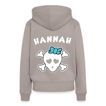 Piratin Hannah Design für Mädchen und Frauen - Frauen Premium Bio Hoodie - Taupe - Hinten - Julia (174cm)