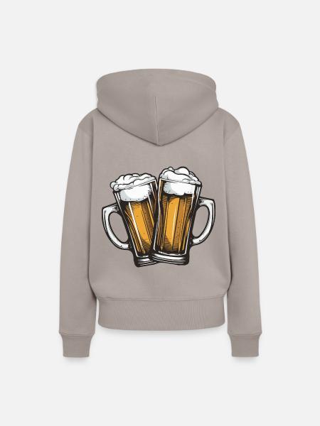 Bierkrug Bier Anstoßen - Frauen Premium Bio Hoodie - Taupe
