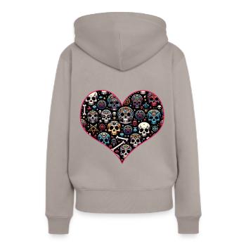 Motif de crâne décoratif coloré - Sweat à capuche Premium bio Femme - taupe - Dos - Julia (174cm)