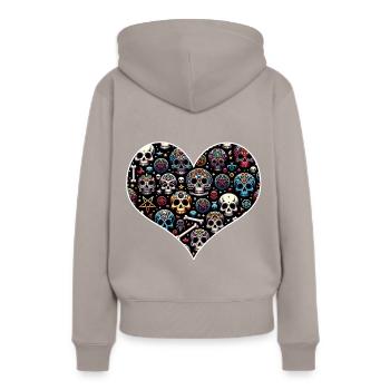 Motif de crâne décoratif coloré - Sweat à capuche Premium bio Femme - taupe - Dos - Julia (174cm)