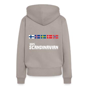 Scandinavie 100% Scandinave Viking flag - Sweat à capuche Premium bio Femme - taupe - Dos - Julia (174cm)