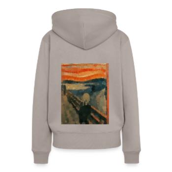 Le cri - cercles - Sweat à capuche Premium bio Femme - taupe - Dos - Julia (174cm)