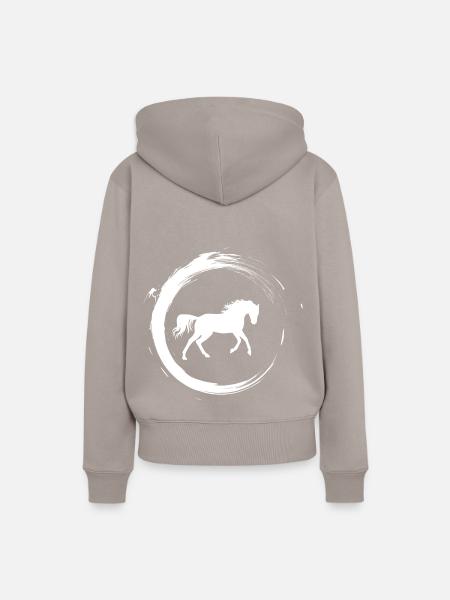 Pferd - Frauen Premium Bio Hoodie - Taupe