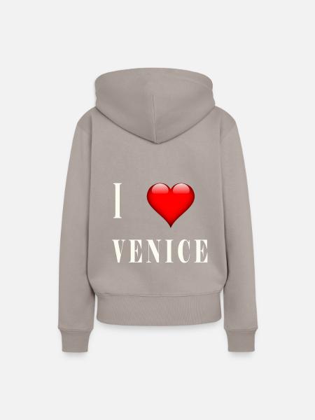 I Love Venice - Frauen Premium Bio Hoodie - Taupe