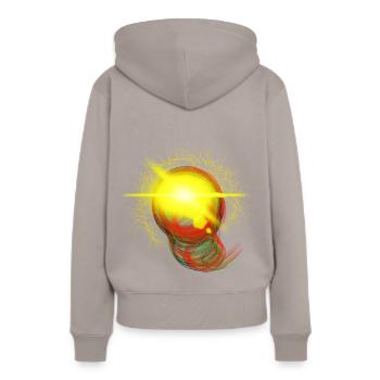 Lichtblitz neon kugelblitz abstrakt kunst - Frauen Premium Bio Hoodie - Taupe - Hinten - Julia (174cm)