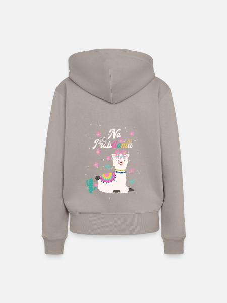 Niedliches Lama Design - Frauen Premium Bio Hoodie - Taupe