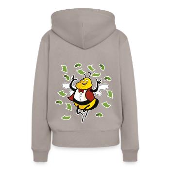 Biene Reich Wohlhabend - Frauen Premium Bio Hoodie - Taupe - Hinten - Julia (174cm)