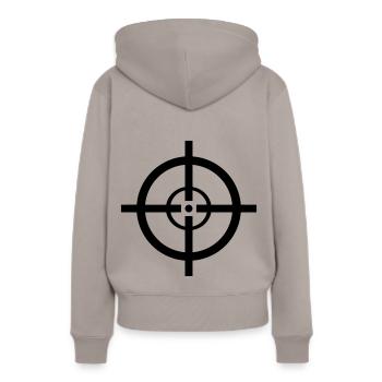Fadenkreuz - Frauen Premium Bio Hoodie - Taupe - Hinten - Julia (174cm)