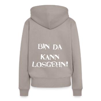 Je suis là, je peux me débarrasser - Sweat à capuche Premium bio Femme - taupe - Dos - Julia (174cm)