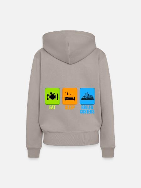 eat sleep achterbahn freizeitpark geschenk - Frauen Premium Bio Hoodie - Taupe