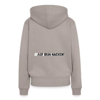 Sur ton cou ! Tu paies - Sweat à capuche Premium bio Femme - taupe - Dos - Julia (174cm)