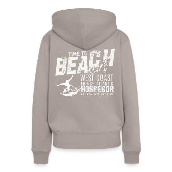 Hossegor Time to beach and surf - Sweat à capuche Premium bio Femme - taupe - Dos - Julia (174cm)