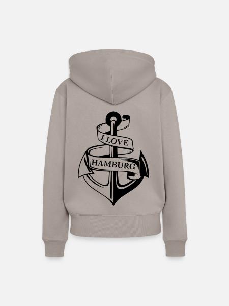 I LOVE HAMBURG - Frauen Premium Bio Hoodie - Taupe