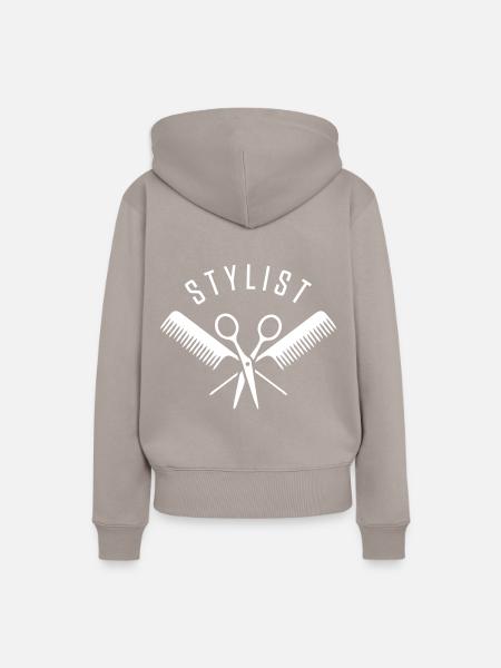 schere kamm stylist - Frauen Premium Bio Hoodie - Taupe