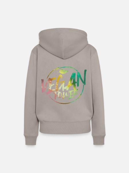 vegan power bunt - Frauen Premium Bio Hoodie - Taupe
