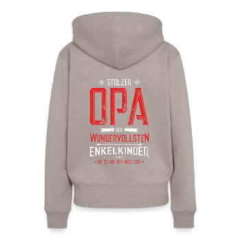 Stolzer Opa Enkelkinder - Frauen Premium Bio Hoodie - Taupe - Hinten - Julia (174cm)