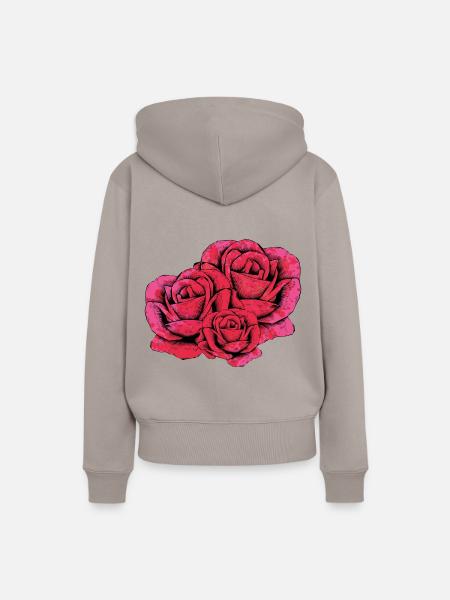 Rosen blume - Frauen Premium Bio Hoodie - Taupe