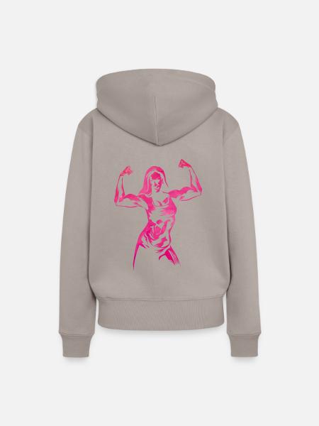 Frau Bodybuilderin Silhouette - Frauen Premium Bio Hoodie - Taupe