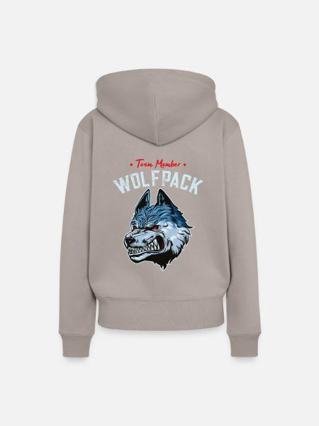wolf wolfpack team - Frauen Premium Bio Hoodie - Taupe