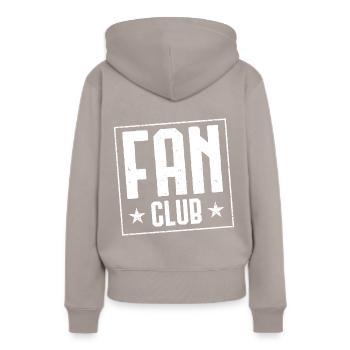 timbre de fan club - Sweat à capuche Premium bio Femme - taupe - Dos - Julia (174cm)