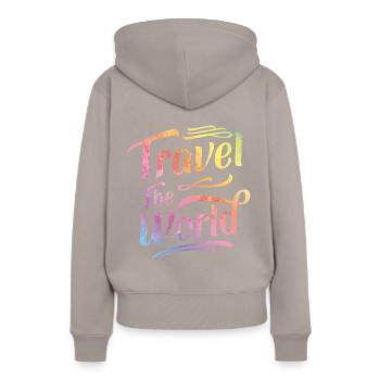 World Travel Travel Vacation - Sweat à capuche Premium bio Femme - taupe - Dos - Julia (174cm)