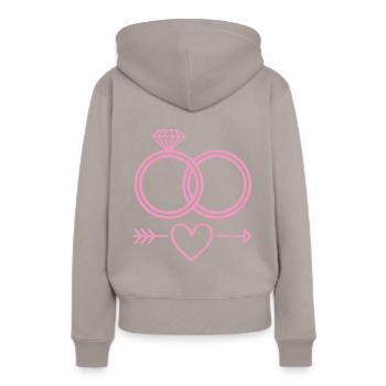 Anneaux de mariage symbole icône anneaux - Sweat à capuche Premium bio Femme - taupe - Dos - Julia (174cm)
