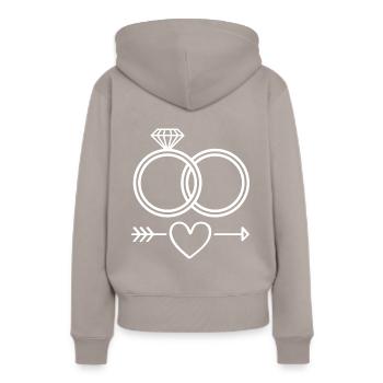 Anneaux de mariage symbole icône anneaux - Sweat à capuche Premium bio Femme - taupe - Dos - Julia (174cm)