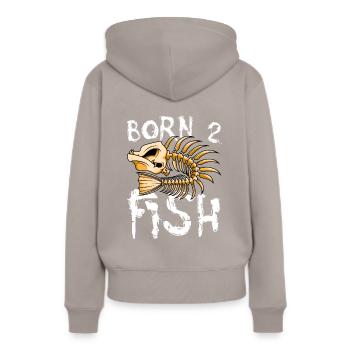 Né pour pêcher des arêtes de poisson - Sweat à capuche Premium bio Femme - taupe - Dos - Julia (174cm)