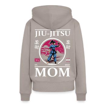 Jiu Jitsu Maman Arts Martiaux Maman Design - Sweat à capuche Premium bio Femme - taupe - Dos - Julia (174cm)