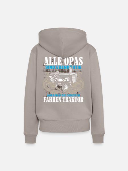 Opa mit Traktor Trecker Opa Großvater Lustiges Opa - Frauen Premium Bio Hoodie - Taupe