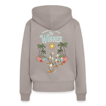 Gagnant - Sweat à capuche Premium bio Femme - taupe - Dos - Julia (174cm)