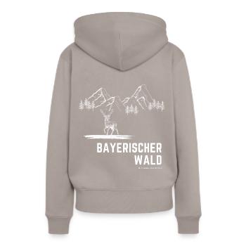 Bayerischer Wald: Liebe zur Natur in Schwarz-Weiß - Frauen Premium Bio Hoodie - Taupe - Hinten - Julia (174cm)