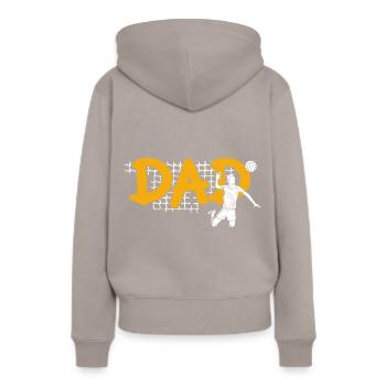 Dad Volleyball Spike - Frauen Premium Bio Hoodie - Taupe - Hinten - Julia (174cm)