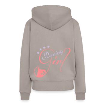 Reining Girl - Frauen Premium Bio Hoodie - Taupe - Hinten - Julia (174cm)