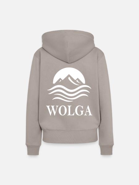 Wolga – Majestätischer Fluss Design - Frauen Premium Bio Hoodie - Taupe