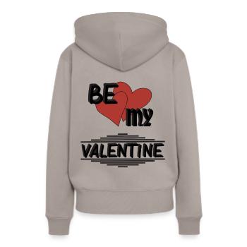 BE MY VALENTINE, Valentinstag - Frauen Premium Bio Hoodie - Taupe - Hinten - Julia (174cm)