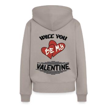 Will you be my valentine - Frauen Premium Bio Hoodie - Taupe - Hinten - Julia (174cm)