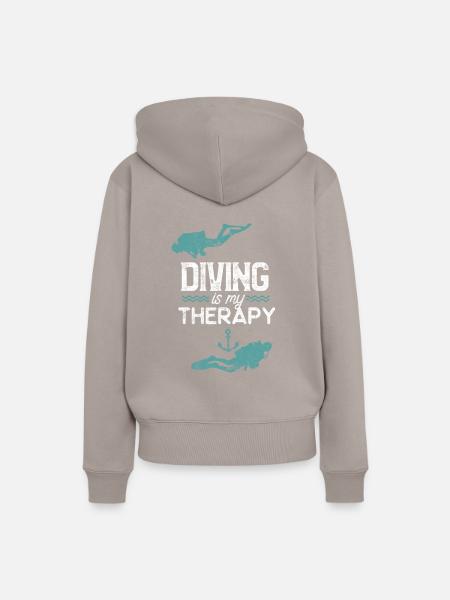 Tauchen Spruch therapie - Frauen Premium Bio Hoodie - Taupe
