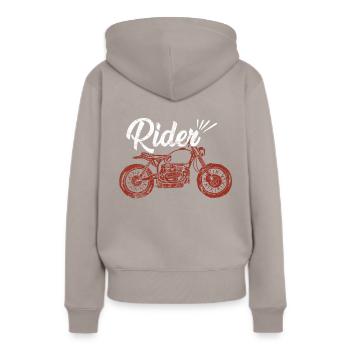 Motard, motard, motard - Sweat à capuche Premium bio Femme - taupe - Dos - Julia (174cm)