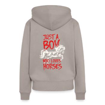 J'adore les chevaux - Sweat à capuche Premium bio Femme - taupe - Dos - Julia (174cm)