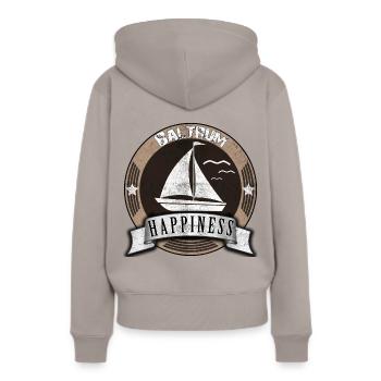 Baltrum Happiness - Sweat à capuche Premium bio Femme - taupe - Dos - Julia (174cm)