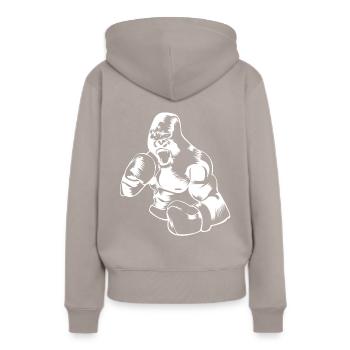gorilla boxe - Sweat à capuche Premium bio Femme - taupe - Dos - Julia (174cm)