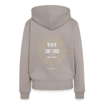 Bible disant le verset de Jésus disant - Sweat à capuche Premium bio Femme - taupe - Dos - Julia (174cm)
